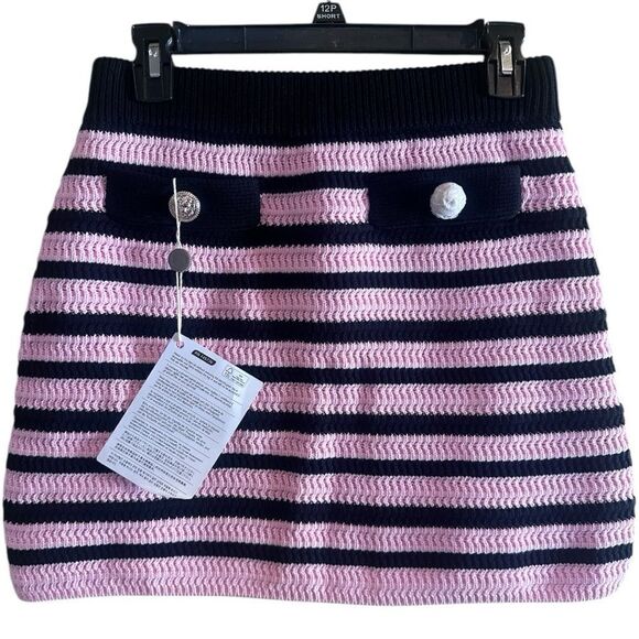 Rebecca Vallance Camille Striped Mini Skirt Pink & Black Sizr Medium NWTs - Picture 3 of 9
